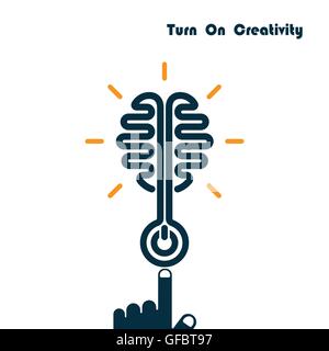Creativity Brain Opening Concept.Creative Brain Abstract Vector Logo Design Template. Corporate Business Industrial logo Stock Vector