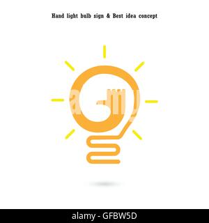 Human hand and light bulb icon vector design.The best idea concept.Good idea sign.Education,business logotype concept.Vector Stock Vector