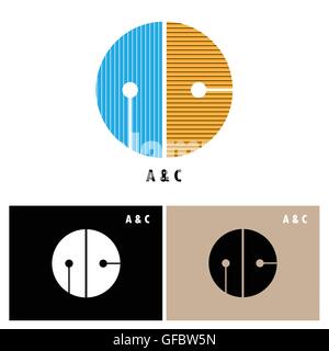 Creative AC-letter company logo design.AC-company group linked letter logo design.Vector illustration Stock Vector