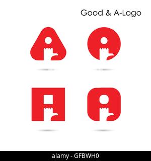 Good Logo and A- letter icon abstract logo design.Hand Logo and A- letter alphabet vector design.Business and education . Stock Vector