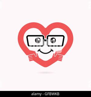 Smile heart shape and handshake symbol.Heart Care logo.Healthcare & Medical concept.Vector illustration Stock Vector