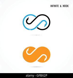 Fishhook and infinite logo elements design.Infinity icon.Abstract hook logo.Vector illustration. Stock Vector