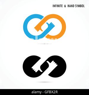 Hand sign and infinite logo elements design.Infinity sign.The best idea sign.Good idea logo.Vector illustration Stock Vector