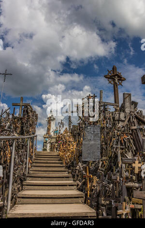 Maria statue at the hill of crosses near Siauliai, Lithuania Stock Photo