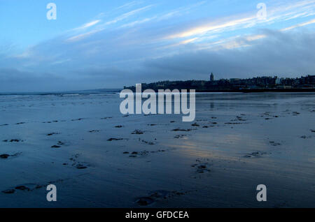 West Sands at dusk, St Andrews, Fife, Scotland Stock Photo