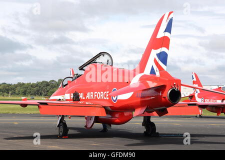 Red Arrow Hawk at the Farnborough International Airshow 2016 Stock Photo