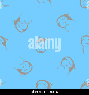 Marlin Fish Seamless Pattern Stock Photo