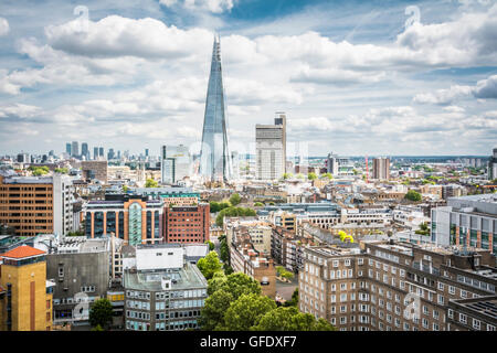A view of London's skyline and the Shard from the the new Switch House extension at the Tate Modern. Stock Photo
