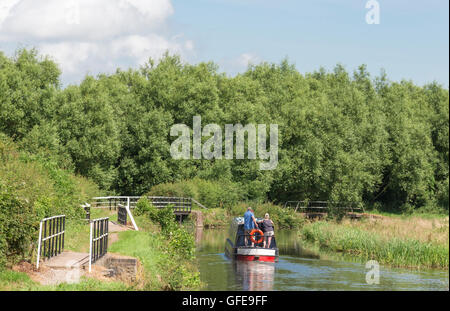 Boating between Alrewas and Wychnor, here the River Trent forms part of the Trent and Mersey Canal, Staffordshire, England, UK Stock Photo