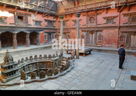A courtyard of Mul Chowk Royal Palace and a Royal Stepwell, Durbar Square, Patan, Nepal Stock Photo