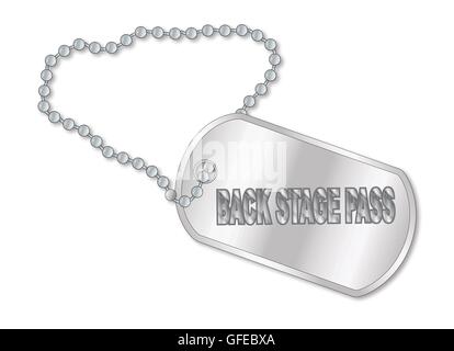 A military style dog tags with chain with the text Back Stage Pass Stock Vector