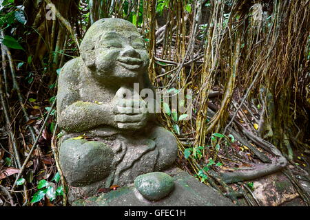 Stone statue in the Sacred Monkey Sanctuary, Bali, Indonesia Stock Photo