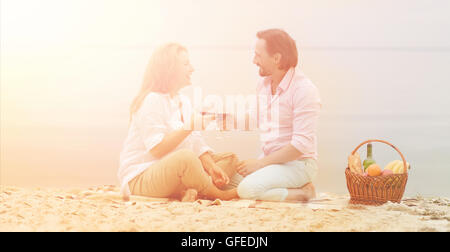 Middle-aged couple in picnic Stock Photo
