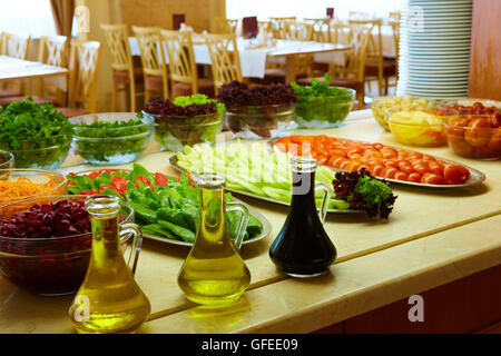 Selection of salads at a buffet bar Stock Photo