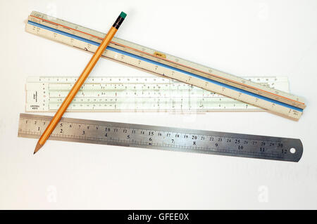 N Scale Ruler Vs Regular Ruler 3 types of rulers regular slid and scale with a pencil used for ...