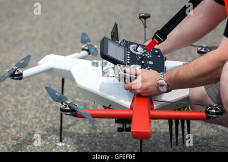 Preparation and radio control panel for a drone Stock Photo