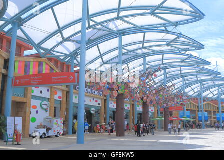 People sightsee Resorts World Sentosa in Singapore. Stock Photo