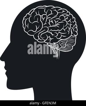 human brain within head silhouette icon Stock Vector Image & Art - Alamy