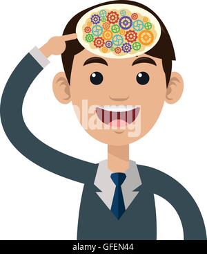 open human head with signs inside icon Stock Vector