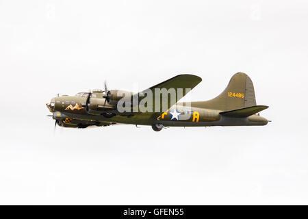 Boeing B17 Flying Fortress, a vintage US aircraft from World War 2. Stock Photo