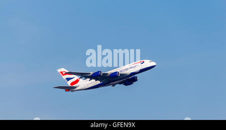 Passenger AIrcraft in British Airways Livery. Airbus A380 Stock Photo