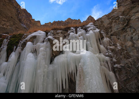 Frozen Waterfall (Photographed in Ladakh, India) Stock Photo