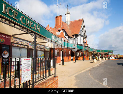 The seafront Victorian Pier, Cafe and Amusements at Lytham St Annes, near Blackpool, Lancashire, UK Stock Photo