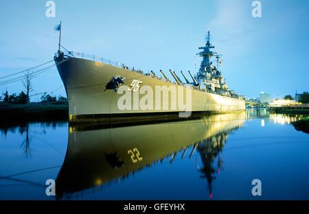 WW2 battleship USS North Carolina. Now a museum visitor attraction on Eagle Island, port of Wilmington, North Carolina, USA Stock Photo