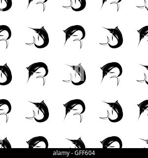 Set of Fish. Marlin Seamless Pattern Stock Photo