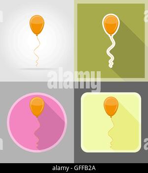orange balloon flat icons vector illustration isolated on background Stock Vector