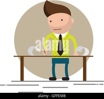 man standing and working Stock Vector