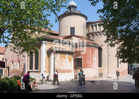 The church of Chiesa di San Giacomo dall'Orio (or San Giacomo Apostolo - Saint James the Apostle) in the square Campo San Giacomo dell'Orio Venice Stock Photo