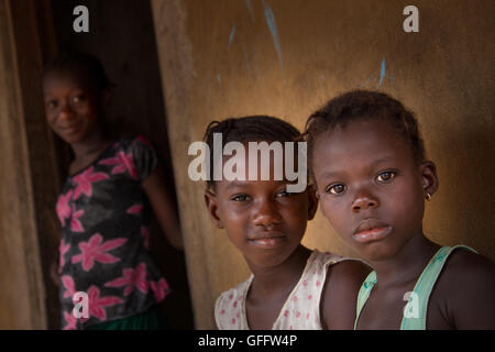 Yongoro, Sierra Leone - June 03, 2013: West Africa, the village of Yongoro in front of Freetown, portrait of young girl Stock Photo