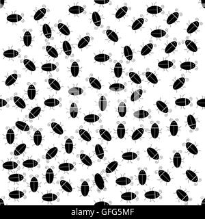 Silhouettes of Bugs Seamless Pattern. Stock Vector
