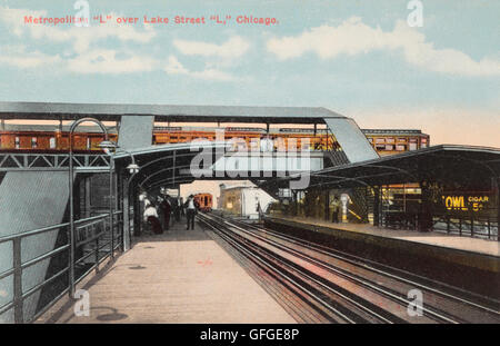 Metropolitan 'L' elevated station over Lake Street 'L' elevated railroad, Chicago Stock Photo