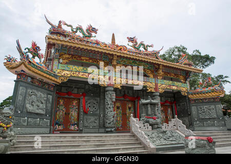 Traditional Taoist temple nearing completion in Georgetown Penang. Freshly painted waiting the final touches. Stock Photo