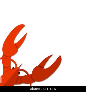 Isolated Flat Lobster on white empty background, vector Stock Vector