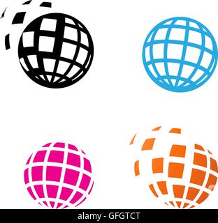 Digital Globe Icon in silhouette style, vector Stock Vector