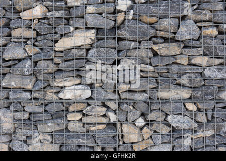 Rock Wall in Rentention Cage background image Stock Photo