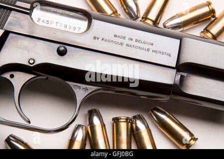 Browning Hi-Power 9mm Pistol Stock Photo