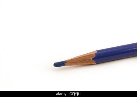 Hand writing with blue pencil isolated on white background Stock Photo ...