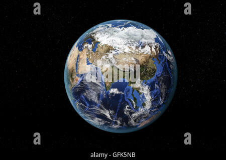 Detailed view of Earth from space, showing Asia and the Far East. Elements of this image furnished by NASA Stock Photo