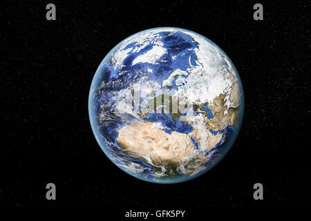 Detailed view of Earth from space, showing North Africa, Europe and the Middle East. Elements of this image furnished by NASA Stock Photo
