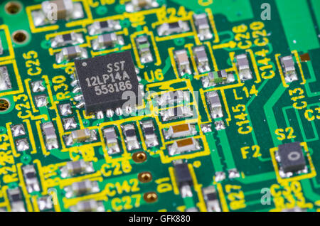 SST microchip on an electronics printed circuit board.