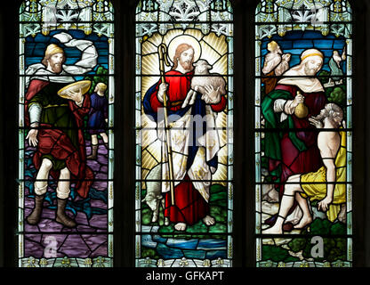 Stained glass in the Church of the Annunciation to the Blessed Virgin Mary, Souldern, Oxfordshire, England, UK Stock Photo