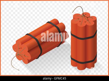 Dynamite bomb isometric flat vector Stock Vector
