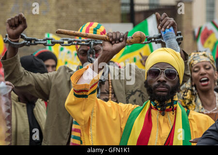 London, UK. 1st August, 2016. Annual Afrikan Emancipation Day Reparations march from Brixton, South London Credit:  Guy Corbishley/Alamy Live News Stock Photo