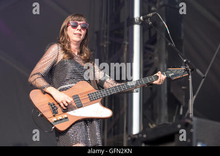 Chicago, Illinois, USA. 31st July, 2016. Bassist NIKKI MONNINGER of Silversun Pickups performs live during Lollapalooza Music Festival at Grant Park in Chicago, Illinois © Daniel DeSlover/ZUMA Wire/Alamy Live News Stock Photo