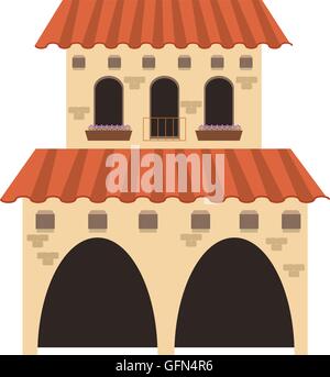 spanish colonial architecture icon Stock Vector