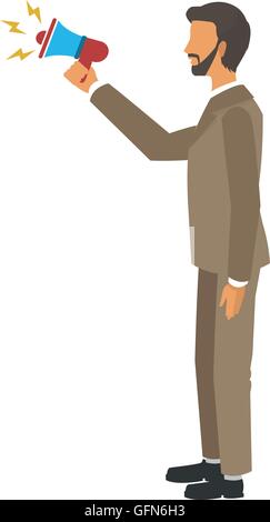 businessman with megaphone icon Stock Vector